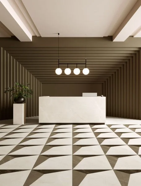 Керамогранит Coliseum Фьямма Уайт Вставка Фрэйм 60х60 (Натуральный и Реттифицированный) в Кургане