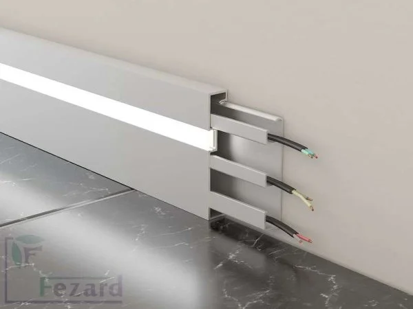 Алюминиевый плинтус Fezard Кабельный ALP-G80-LF Алюминий 80*15*2500 мм в Кургане